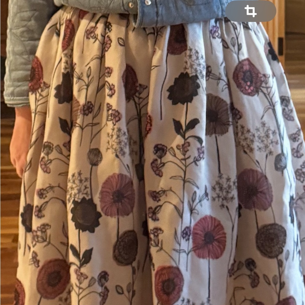 Jill Stuart Silk Floral Skirt Size 6 Cream A Line Pleated Cottagecore - Picture 12 of 12
